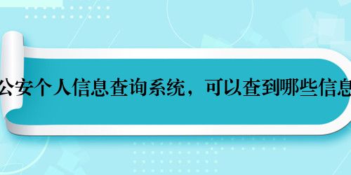 公安个人信息查询系统,可以查到哪些信息