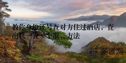 教你身份证号查对方住过酒店，查出轨一查一个准，方法