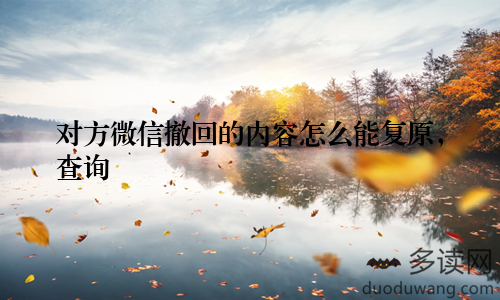 对方微信撤回的内容怎么能复原，查询