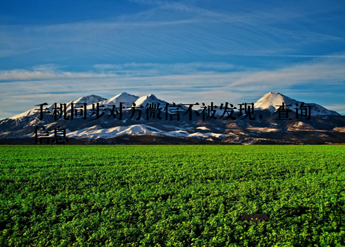 手机同步对方微信不被发现，查询信息