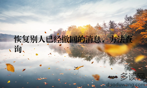 恢复别人已经撤回的消息，方法查询