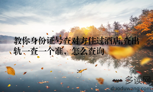 教你身份证号查对方住过酒店,查出轨一查一个准，怎么查询