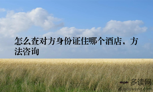 怎么查对方身份证住哪个酒店，方法咨询