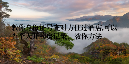 教你身份证号查对方住过酒店,可以查个人开的房记录，教你方法
