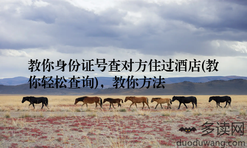 教你身份证号查对方住过酒店(教你轻松查询)，教你方法