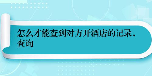 怎么才能查到对方开酒店的记录，查询