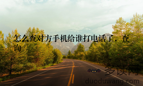 怎么查对方手机给谁打电话了，查询