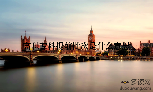 高职专科提前批次是什么意思