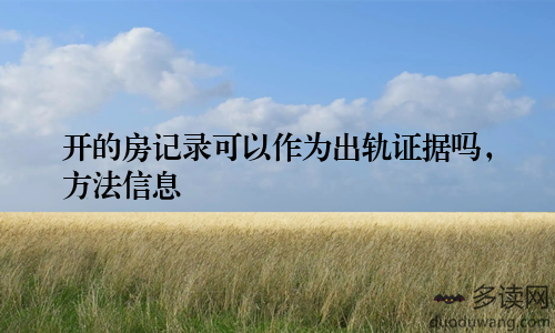 开的房记录可以作为出轨证据吗,方法信息