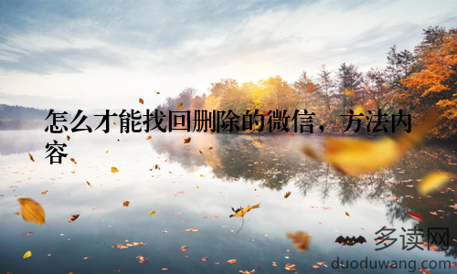 怎么才能找回删除的微信，方法内容
