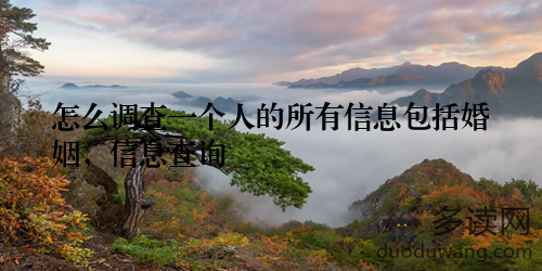 怎么调查一个人的所有信息包括婚姻，信息查询