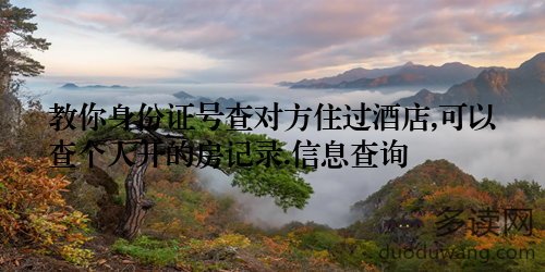 教你身份证号查对方住过酒店,可以查个人开的房记录.信息查询