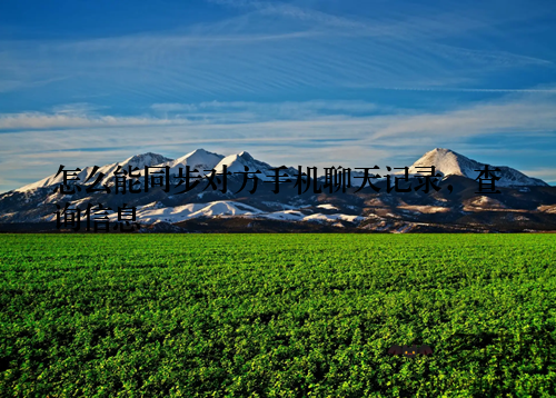 怎么能同步对方手机聊天记录，查询信息