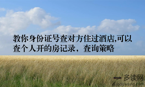 教你身份证号查对方住过酒店,可以查个人开的房记录，查询策略