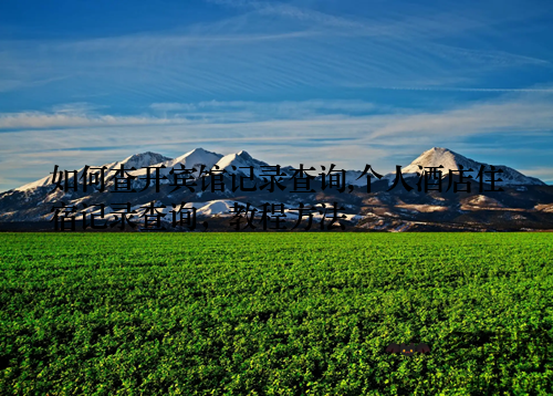 如何查开宾馆记录查询,个人酒店住宿记录查询，教程方法