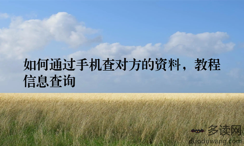 如何通过手机查对方的资料，教程信息查询