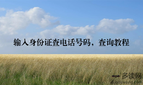 输入身份证查电话号码，查询教程