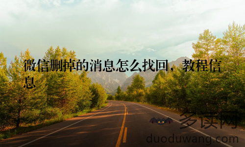 微信删掉的消息怎么找回，教程信息
