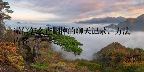 微信怎么查删掉的聊天记录，方法内容