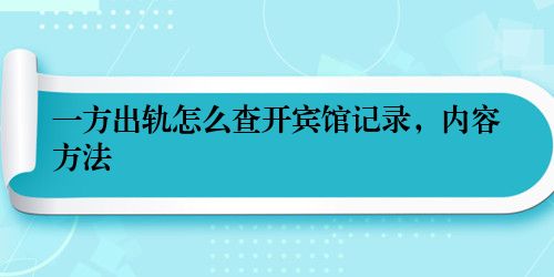 一方出轨怎么查开宾馆记录，内容方法
