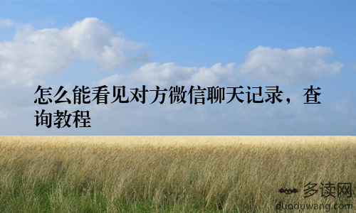 怎么能看见对方微信聊天记录，查询教程