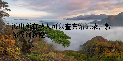 派出所有熟人可以查宾馆记录，教你查询教程