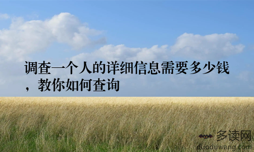 调查一个人的详细信息需要多少钱，教你如何查询