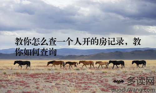 教你怎么查一个人开的房记录，教你如何查询