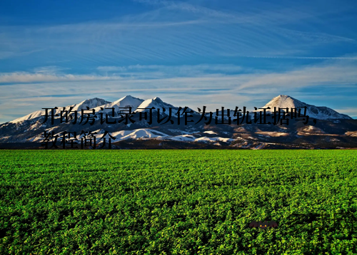 开的房记录可以作为出轨证据吗，教程简介