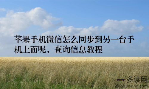 苹果手机微信怎么同步到另一台手机上面呢，查询信息教程