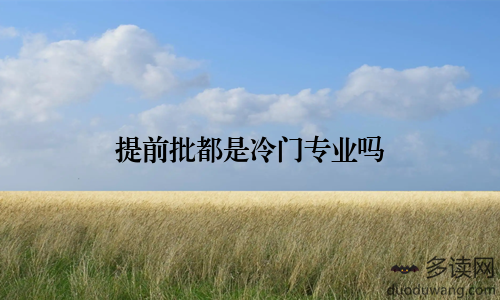 提前批都是冷门专业吗