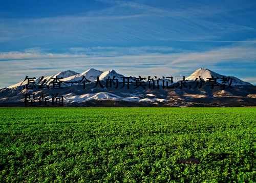 怎么查一个人的开宾馆记录,分享教程查询