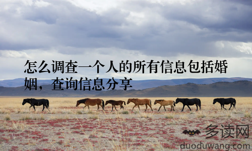 怎么调查一个人的所有信息包括婚姻，查询信息分享