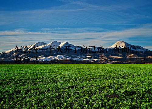 怎么查一个人开了房记录，查询信息分享