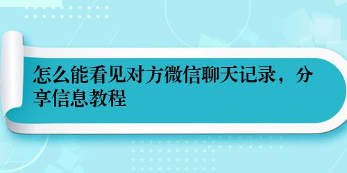 怎么能看见对方微信聊天记录，分享信息教程