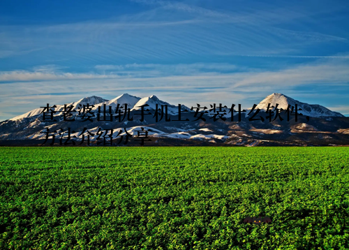 查老婆出轨手机上安装什么软件，方法介绍分享