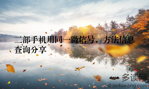 二部手机用同一微信号,方法信息查询分享