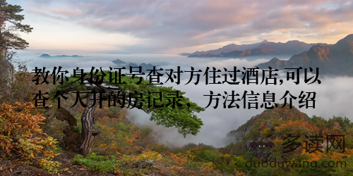 教你身份证号查对方住过酒店,可以查个人开的房记录,方法信息介绍